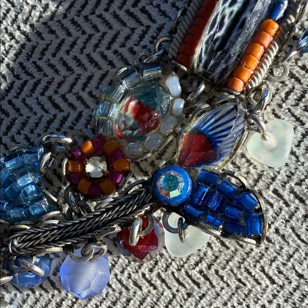 Ayala Bar Set Blue Red and Silver Sparkly Necklace Earrings Set 💎SEE VIDEO💎 - Picture 13 of 15